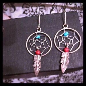Sterling silver & turquoise dream catcher earrings